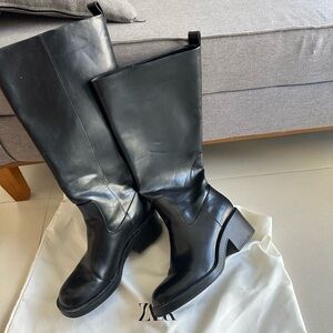 Zara Elegant Black Heeled Boots